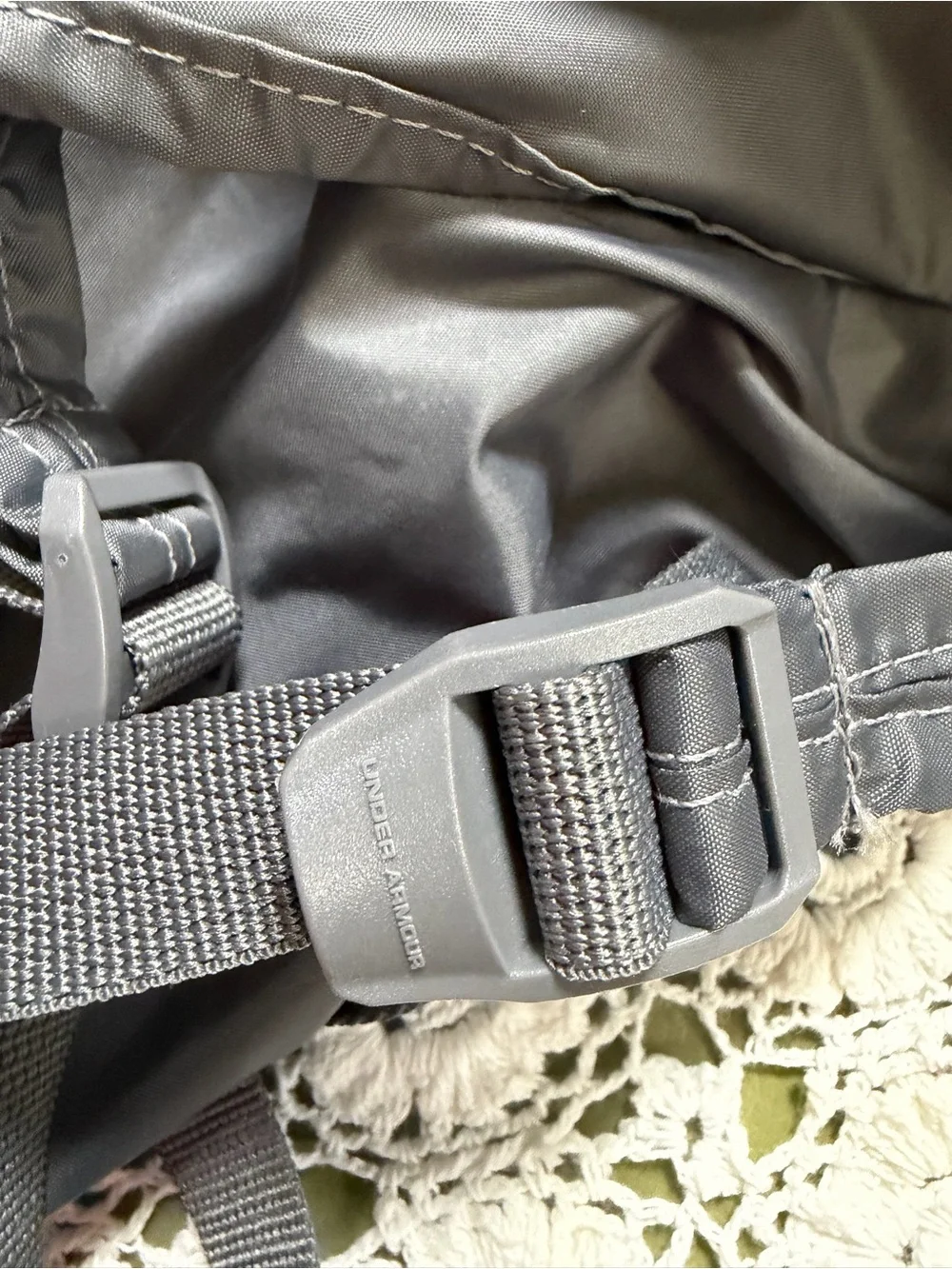 Under Armour Gray Backpack with Pink Logo and Trim